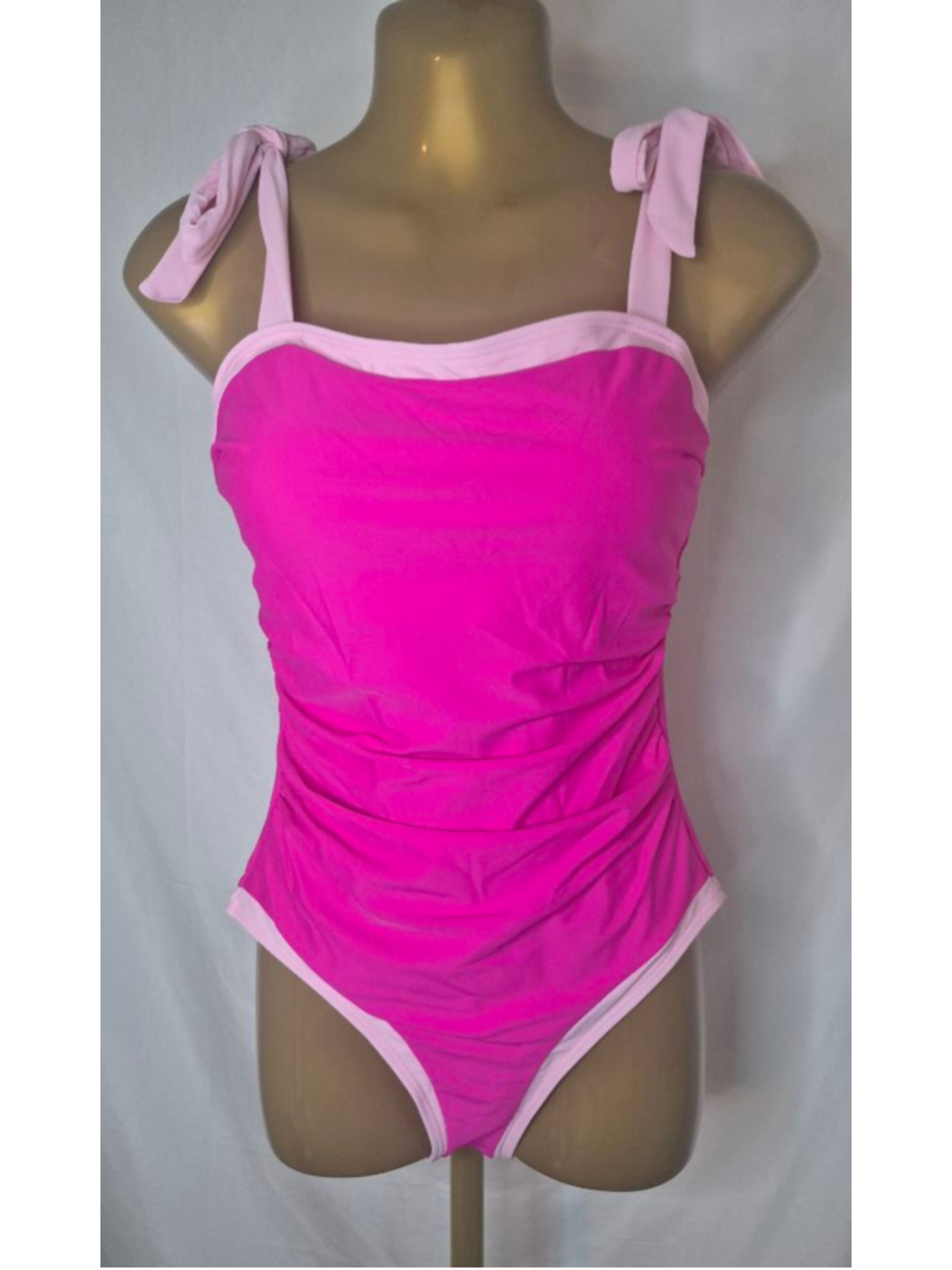 BSUBSEACH Barbie Babe Pink One Piece Swimsuit W/ Adjustable Tie Straps Sz S